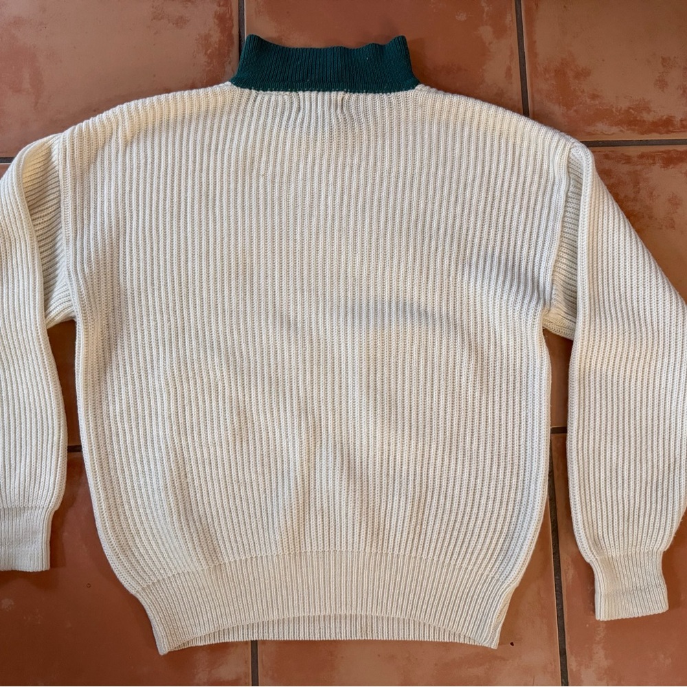 Cliff Engle Vintage wool blend Miami Dolphins Collar White Sweater USA LARGE L - Picture 7 of 8